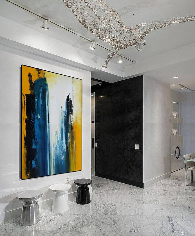 Black Living Entryway Abstract Canvas Artwork R1N1G wall art